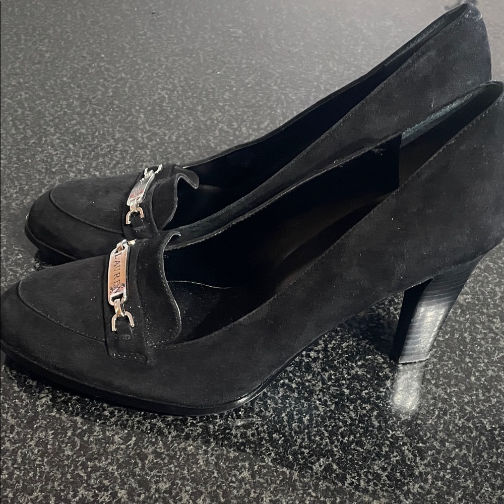 Polo by Ralph Lauren Black Heels 3.5in with Silver Accent - Picture 5 of 11